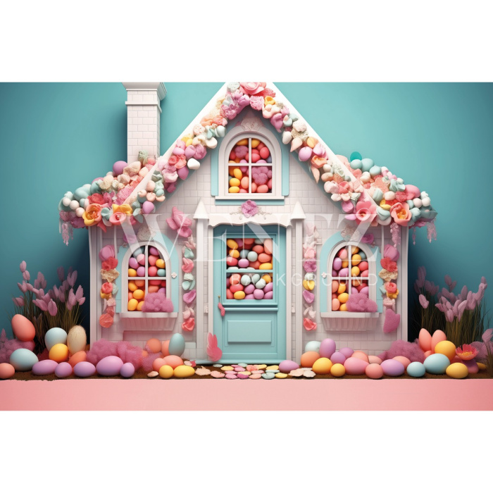 Fabric Photography Background Easter House / Backdrop 5370