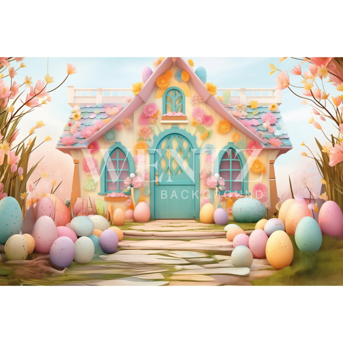 Fabric Photography Background Easter House / Backdrop 5371