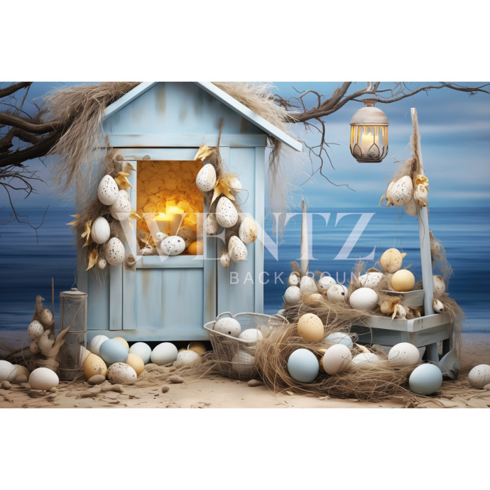 Fabric Photography Background Easter House / Backdrop 5373