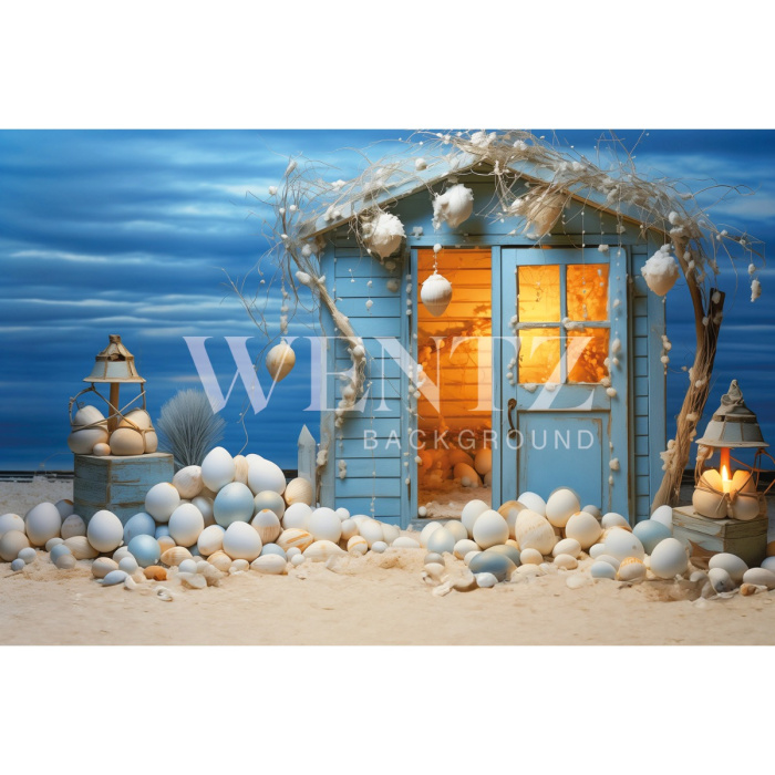 Fabric Photography Background Easter House / Backdrop 5374