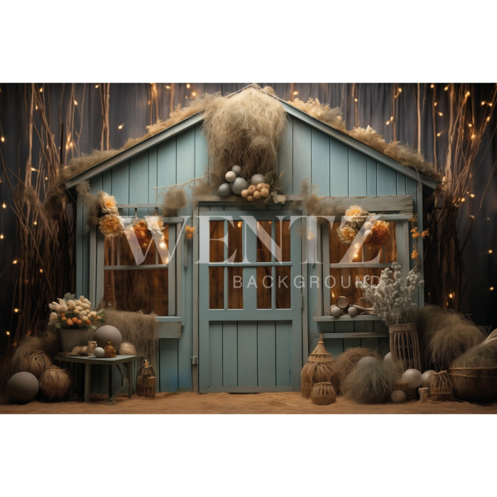 Fabric Photography Background Easter House / Backdrop 5473