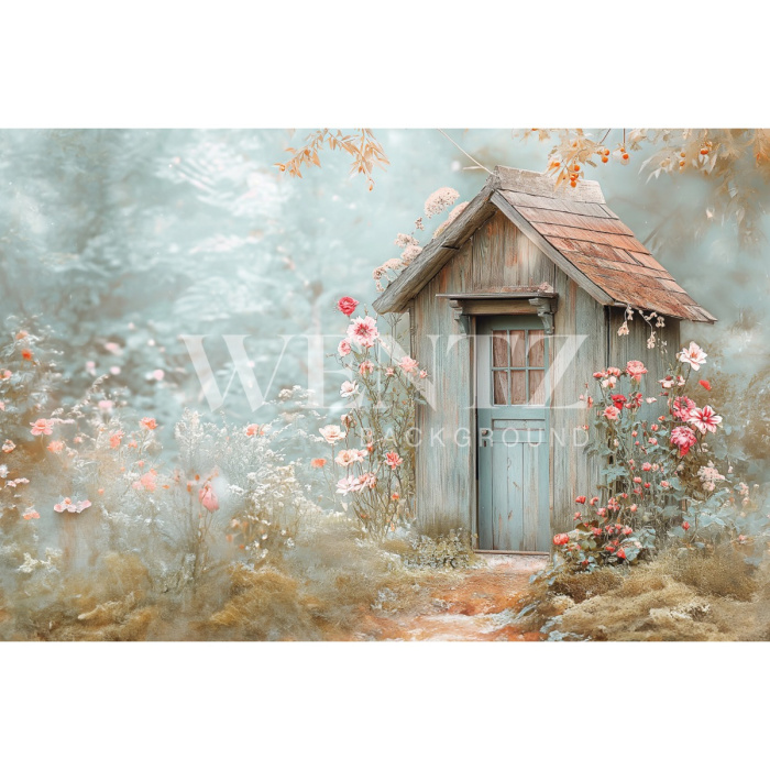Fabric Photography Background Easter House / Backdrop 5652