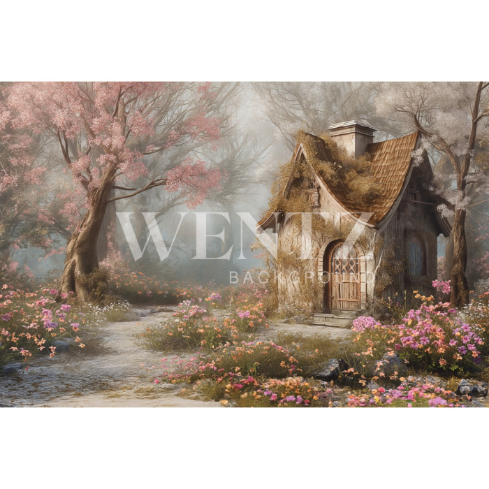 Fabric Photography Background Easter House / Backdrop 5654