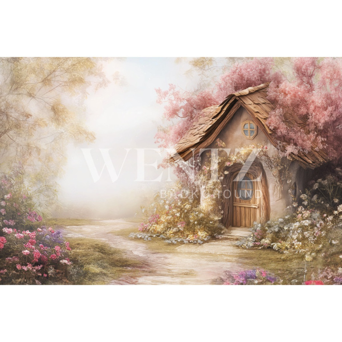 Fabric Photography Background Easter House / Backdrop 5655