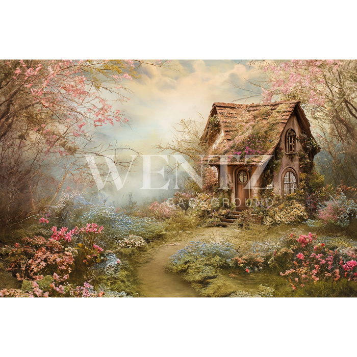 Fabric Photography Background Easter House / Backdrop 5656