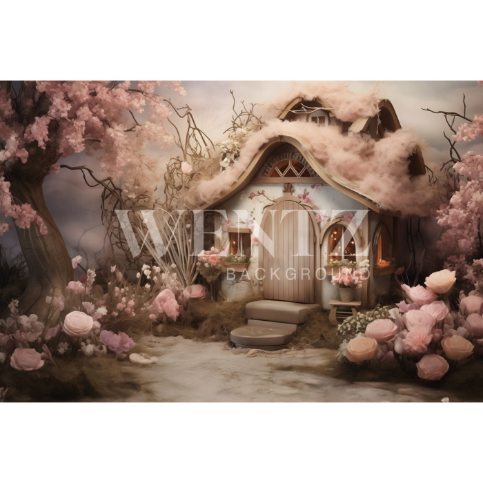 Fabric Photography Background Easter House / Backdrop 5657