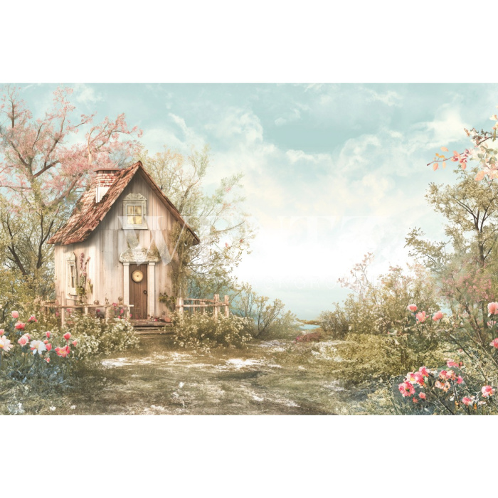 Fabric Photography Background Easter House / Backdrop 5658