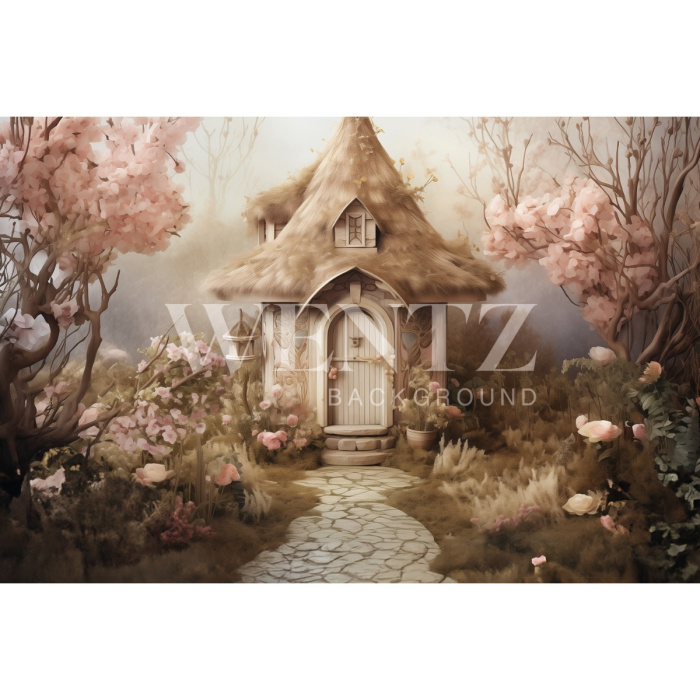 Fabric Photography Background Easter House / Backdrop 5659