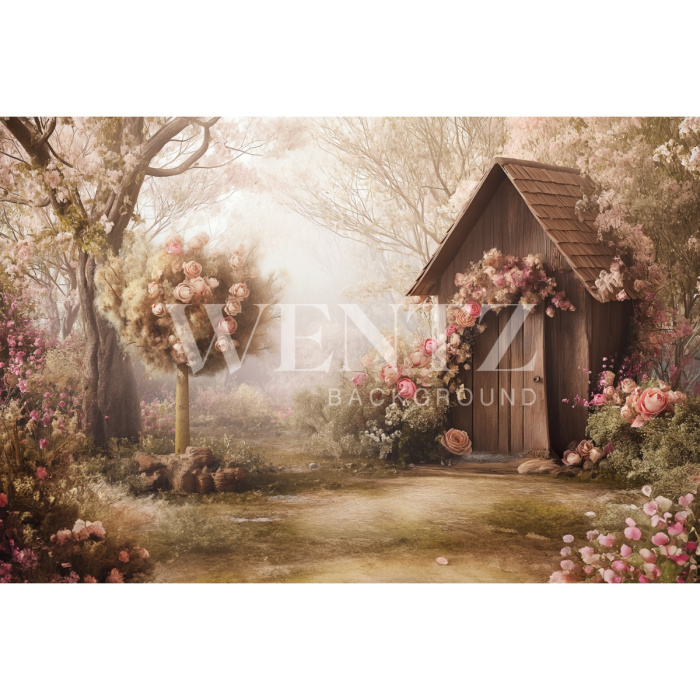 Fabric Photography Background Easter House / Backdrop 5660