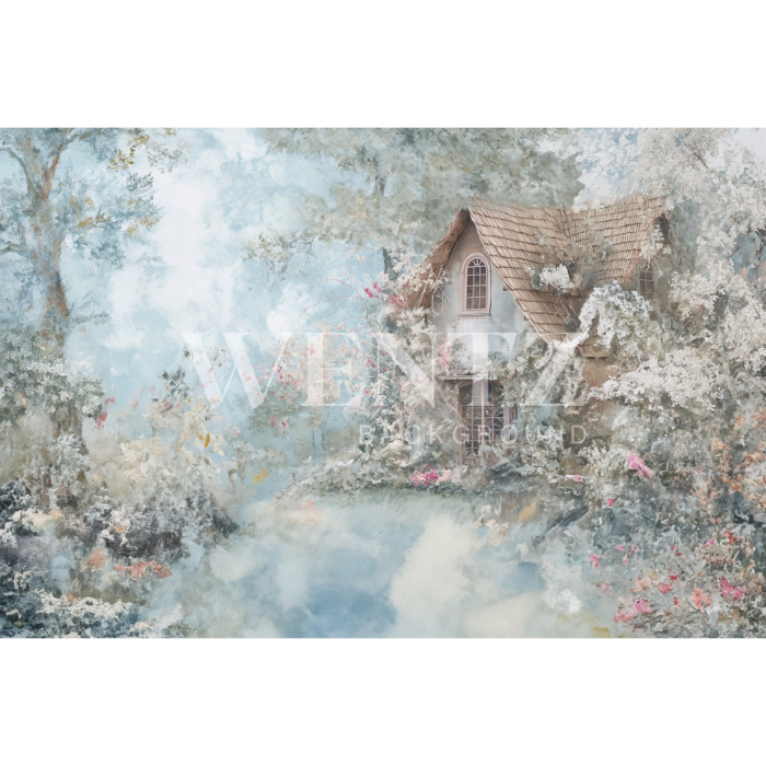Fabric Photography Background Easter House / Backdrop 5662