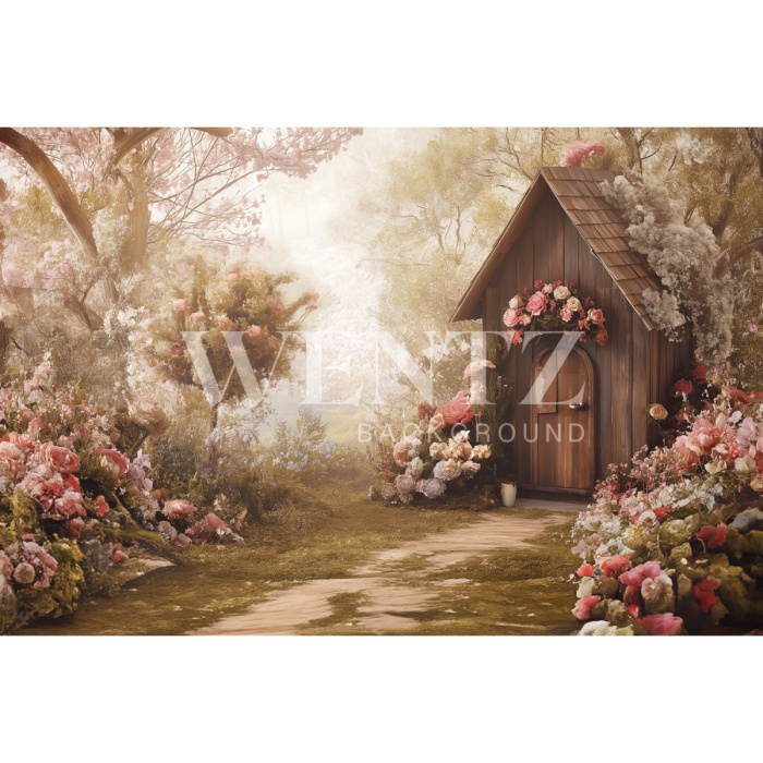 Fabric Photography Background Easter House / Backdrop 5664