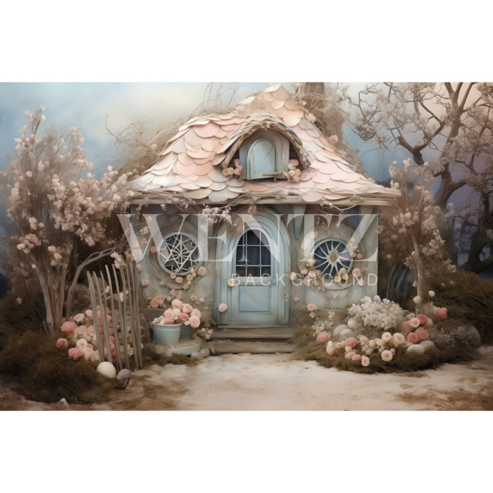 Fabric Photography Background Easter House / Backdrop 5666