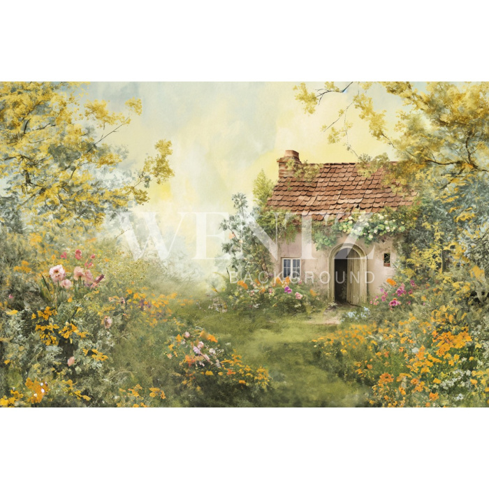 Fabric Photography Background Easter House / Backdrop 5668