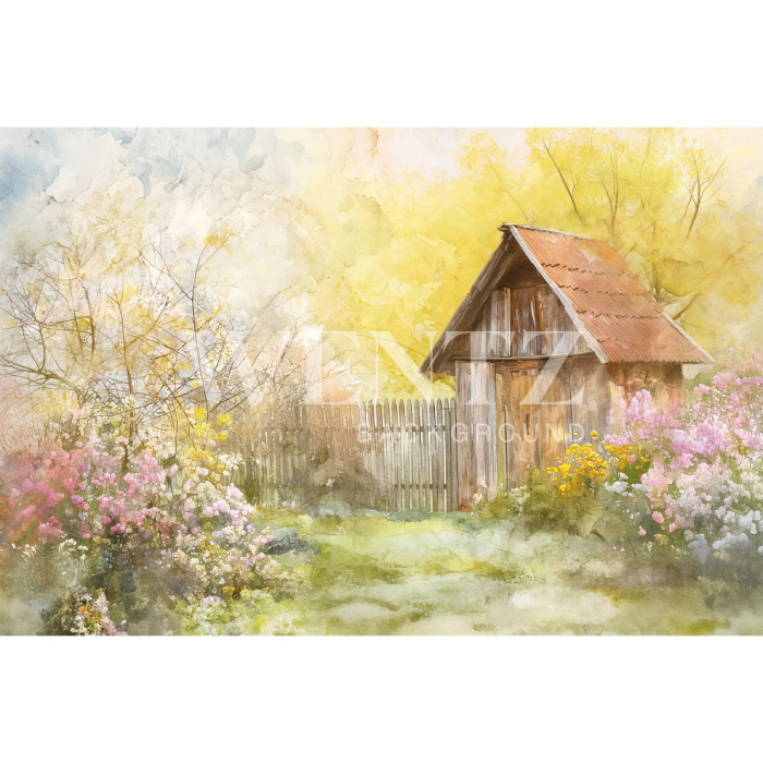 Fabric Photography Background Easter House / Backdrop 5670