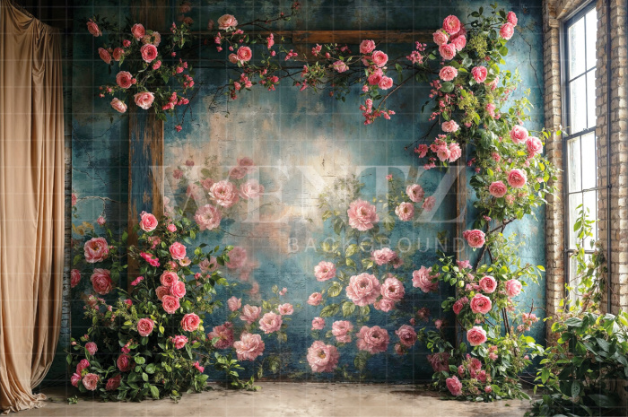 Fabric Photography Background Mother's Day Floral / Backdrop 5863