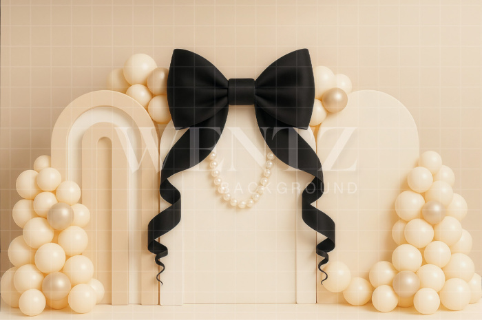 Fabric Photography Background Cake Smash with Bow and Balloons / Backdrop 7227