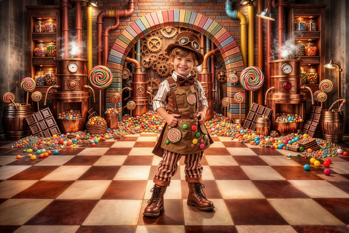 Fabric Photography Background Easter Chocolate Factory / Backdrop 8003