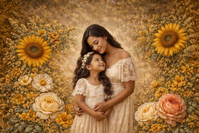 Fabric Photography Background Mother's Day Floral / Backdrop 8250