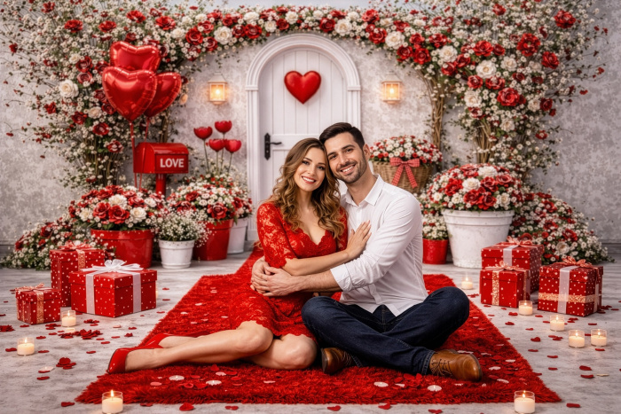 Fabric Photography Background Valentine's Day Romantic Facade / Backdrop 8314