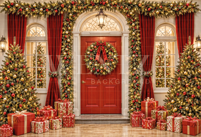 Fabric Photography Background Christmas Facade / Backdrop 8542