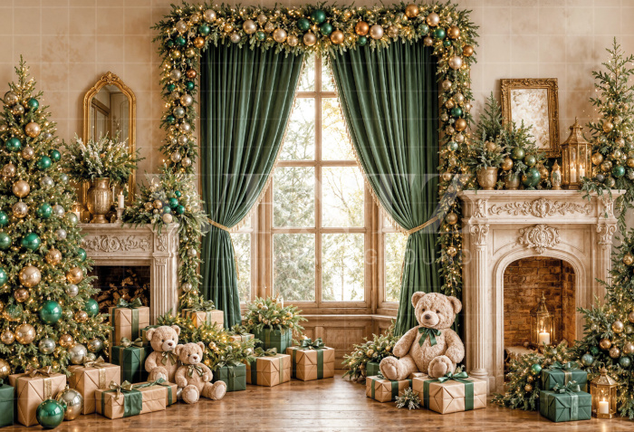 Fabric Photography Background Christmas Room / Backdrop 8548