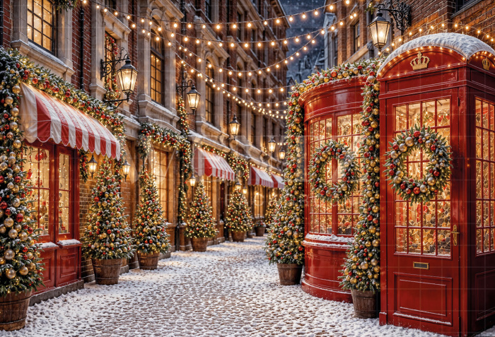 Fabric Photography Background Christmas Village / Backdrop 8549