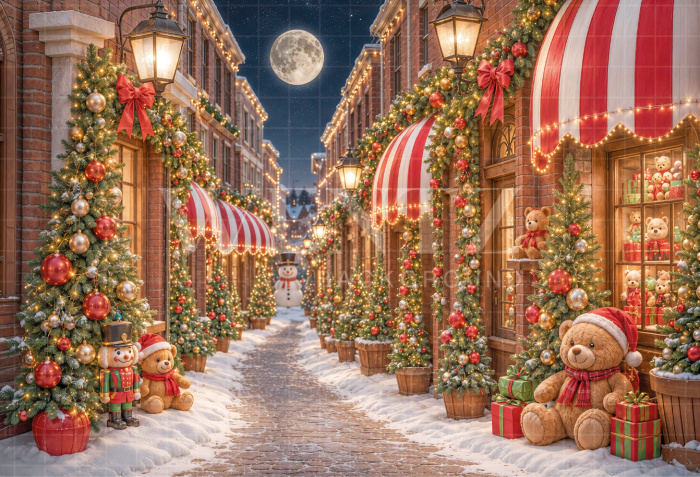 Fabric Photography Background Christmas Village / Backdrop 8559