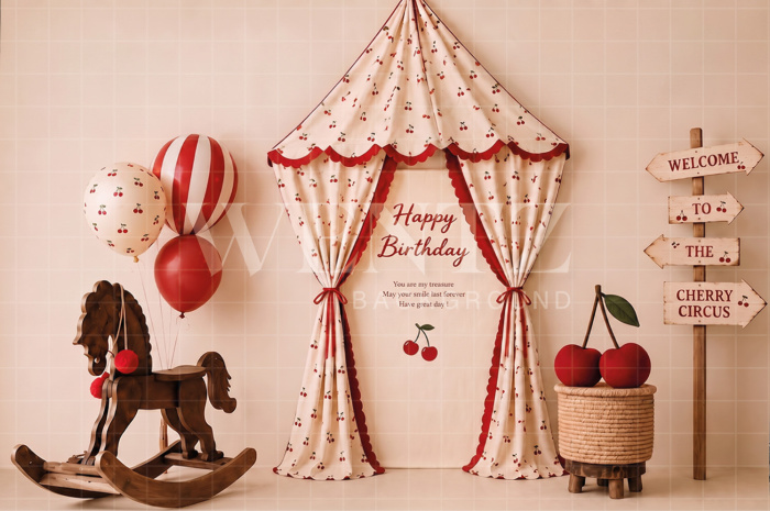 Fabric Photography Background Cherry Cake Smash / Backdrop 8712
