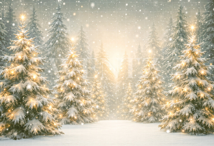 Fabric Photography Background Christmas Forest / Backdrop 8854
