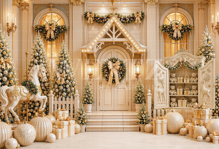 Fabric Photography Background Christmas Facade / Backdrop 8855