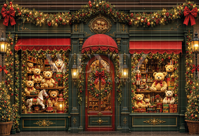 Fabric Photography Background Christmas Shop / Backdrop 8856