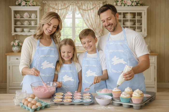 Kit 4 Family Aprons Easter / AW62