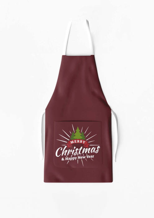 Christmas Aprons with Pocket Print Wine / AW14
