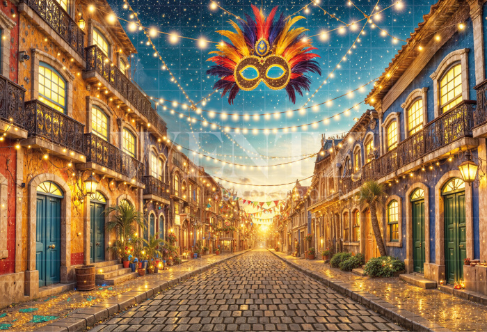 Fabric Photography Background Carnival Village / Backdrop 6834