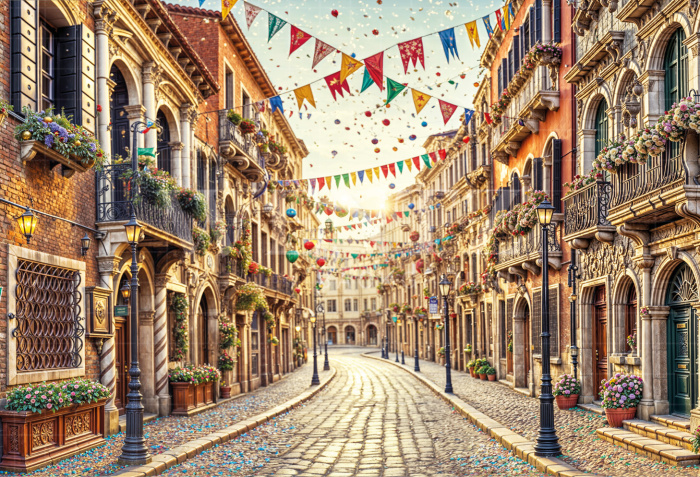 Fabric Photography Background Carnival Village / Backdrop 6835