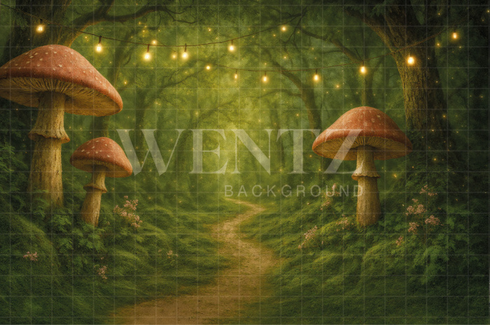Fabric Photography Background Mushroom Forest / Backdrop 7708