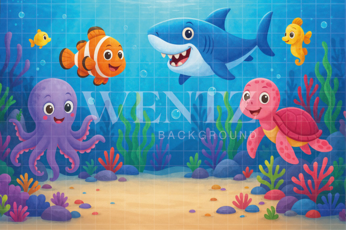 Fabric Photography Background Children’s Day Under the Sea / Backdrop 7710