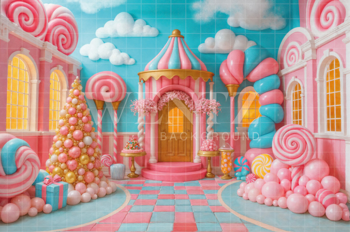 Fabric Photography Background Children's Day Candy Store / Backdrop 7716