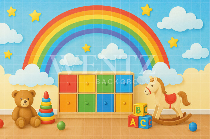 Fabric Photography Background Children's Day Rainbow / Backdrop 7717