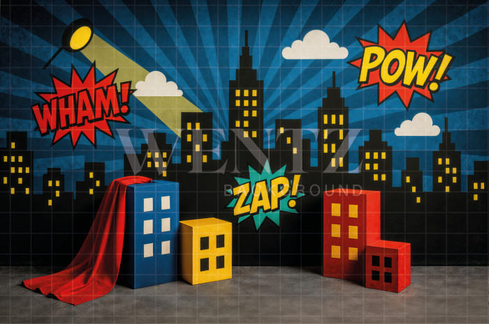 Fabric Photography Background Superhero Children's Day / Backdrop 7718