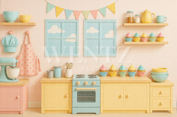 Fabric Photography Background Children's Day Kitchen / Backdrop 7719