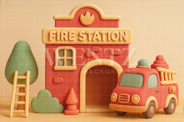 Fabric Photo Background Children's Day Firefighter / Backdrop 7723