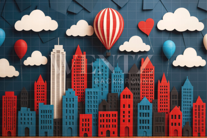 Fabric Photography Background Children's Day Buildings / Backdrop 7731