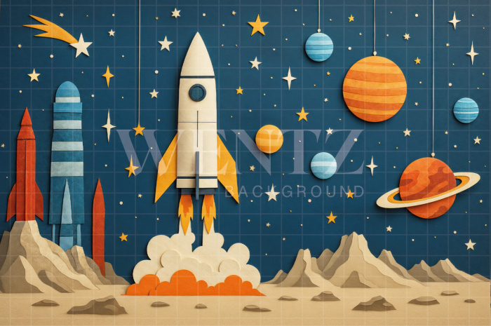 Fabric Photography Background Children's Day Rocket / Backdrop 7736