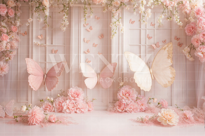 Fabric Photography Background Set Children's with Butterfly / Backdrop 7745