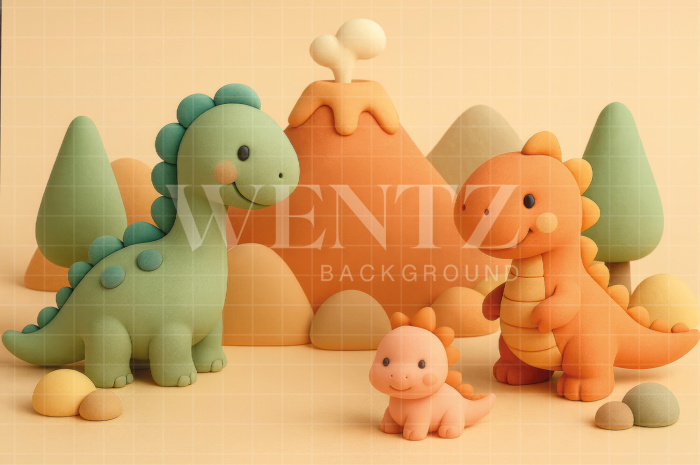 Fabric Photography Background Children's Day Dinosaur / Backdrop 7758