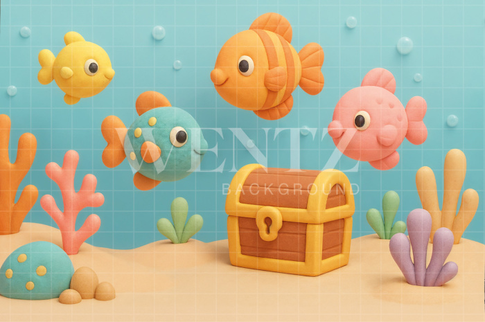 Fabric Photography Background Children’s Day Under the Sea / Backdrop 7784