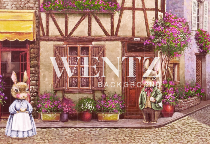 Fabric Photography Background Easter Village / Backdrop CW106