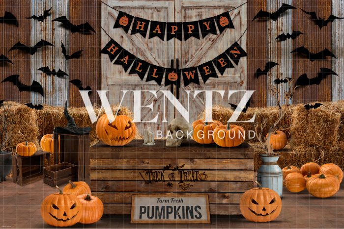 Fabric Photography Background Halloween Pumpkin Farm / Backdrop CW158