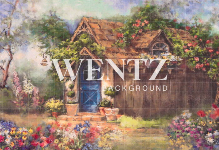 Fabric Photography Background Easter House / Backdrop CW92